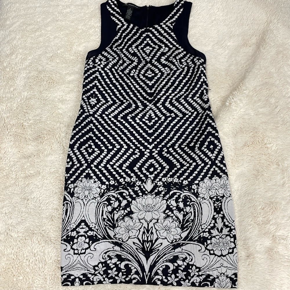 Inc blue and white dress size medium